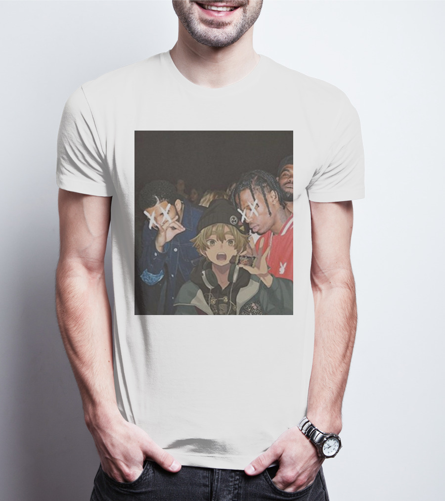 Drake Travis Scott Zenitsu Agatsuma Crossover Demon Slayer Anime T-Shirt