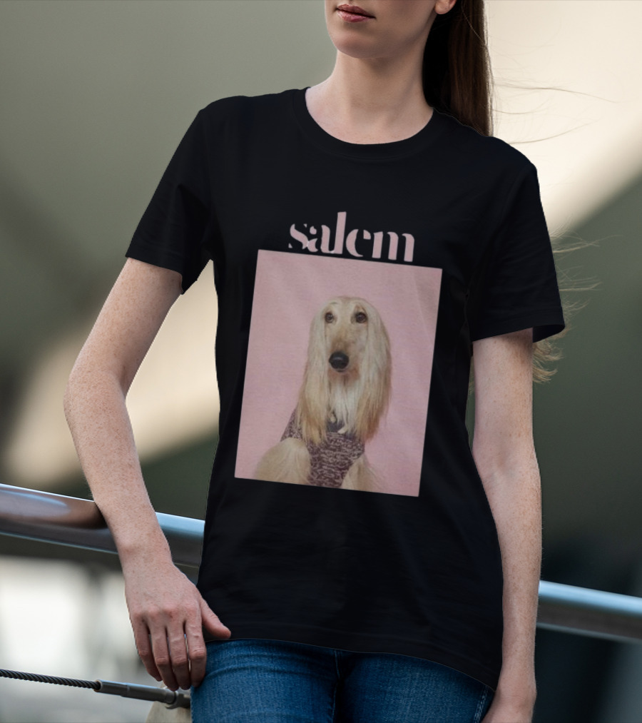Salem Ilese Dog Afghan Hound Portrait On Pink Background T-Shirt