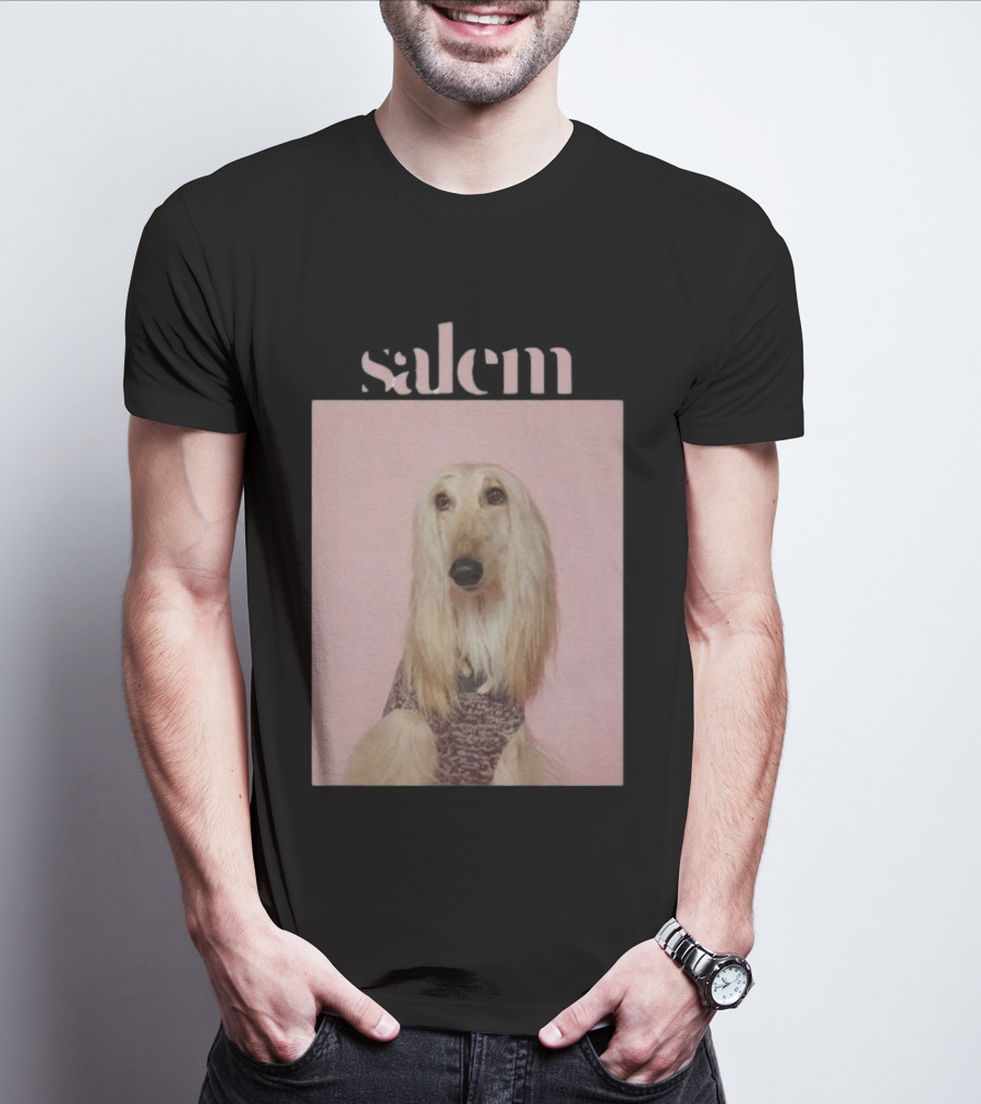 Salem Ilese Dog Afghan Hound Portrait On Pink Background T-Shirt
