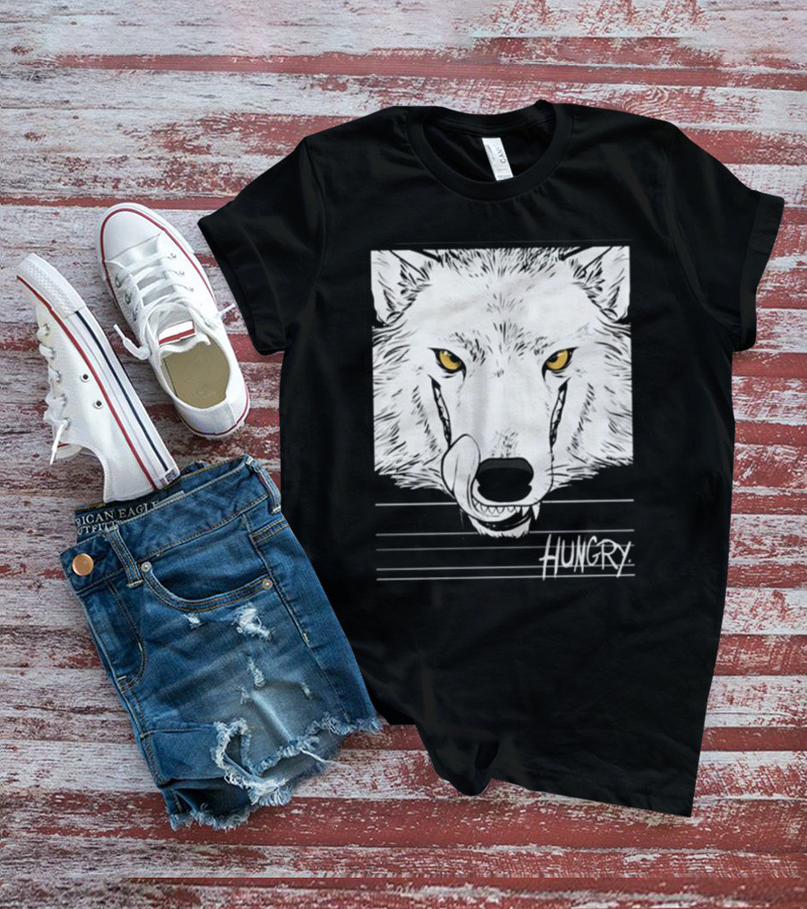 Hungry Wolf Illustration With Intense Expression T-Shirt