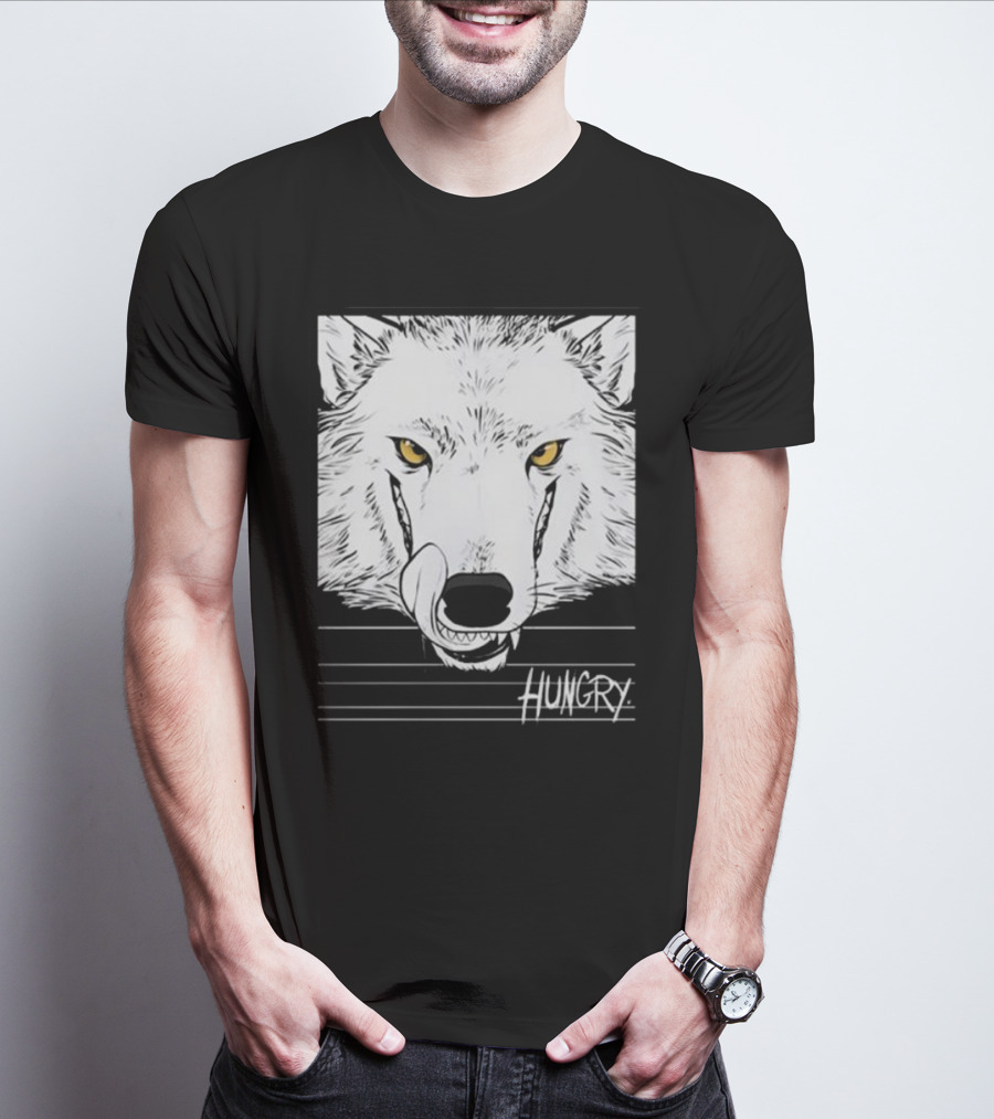 Hungry Wolf Illustration With Intense Expression T-Shirt