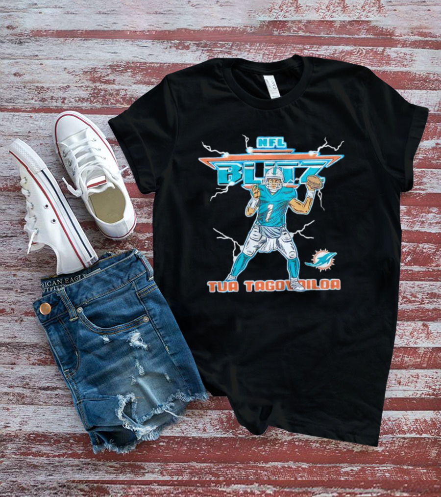 Tua Tagovailoa Miami Dolphins NFL Blitz Football T-Shirt