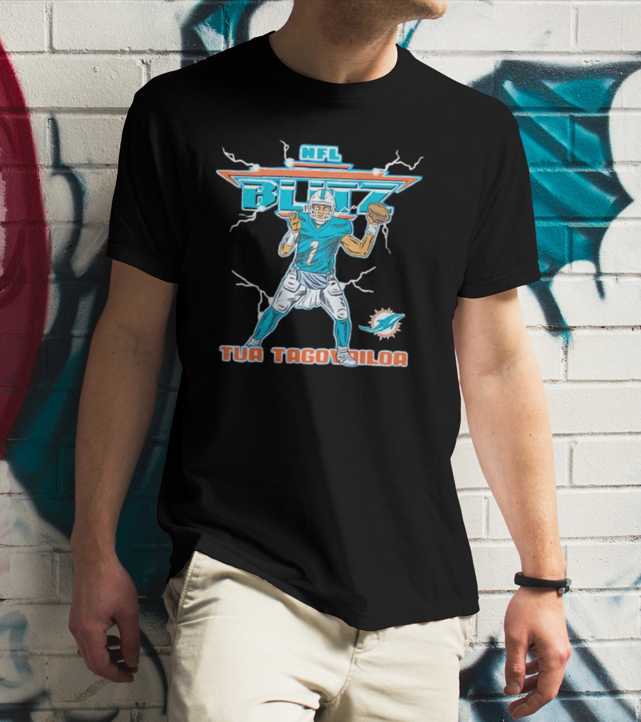 Tua Tagovailoa Miami Dolphins NFL Blitz Football T-Shirt