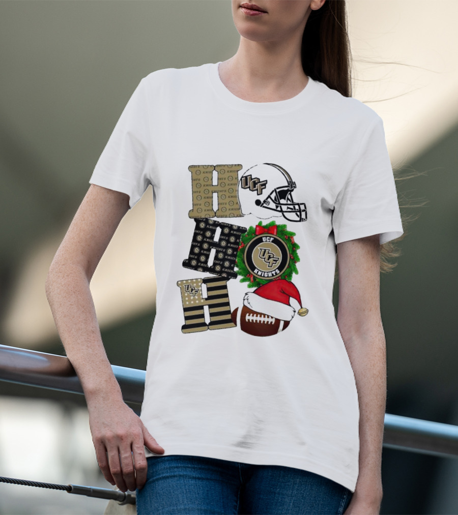 UCF Knights Christmas Helmet Wreath Football Holiday Cheer T-Shirt