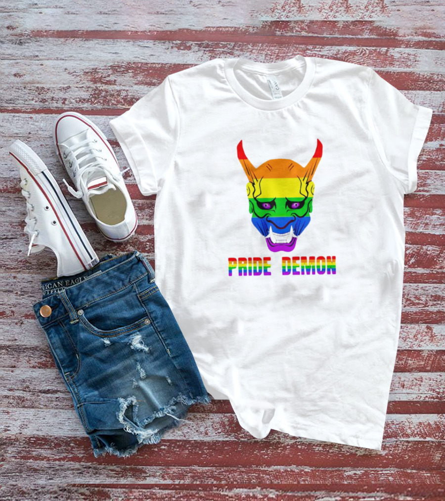 Pride Demon Rainbow Mask LGBT T-Shirt
