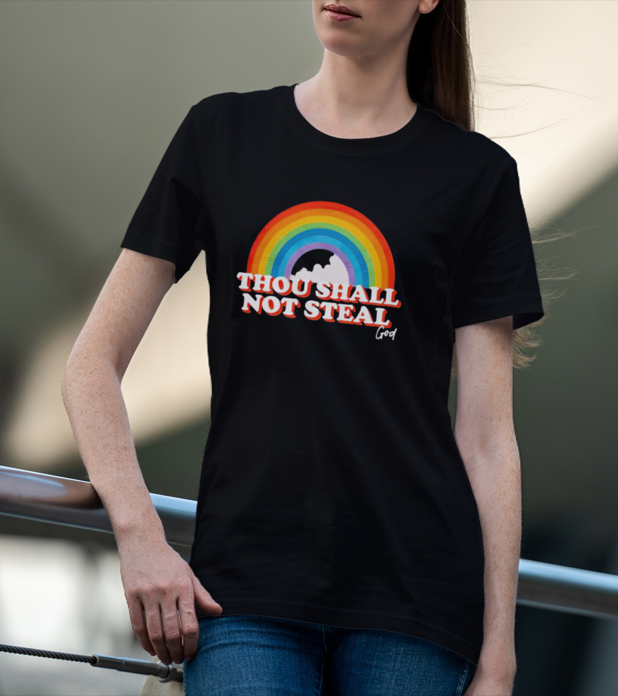 Rainbow Thou Shall Not Steal God Cloud T-Shirt