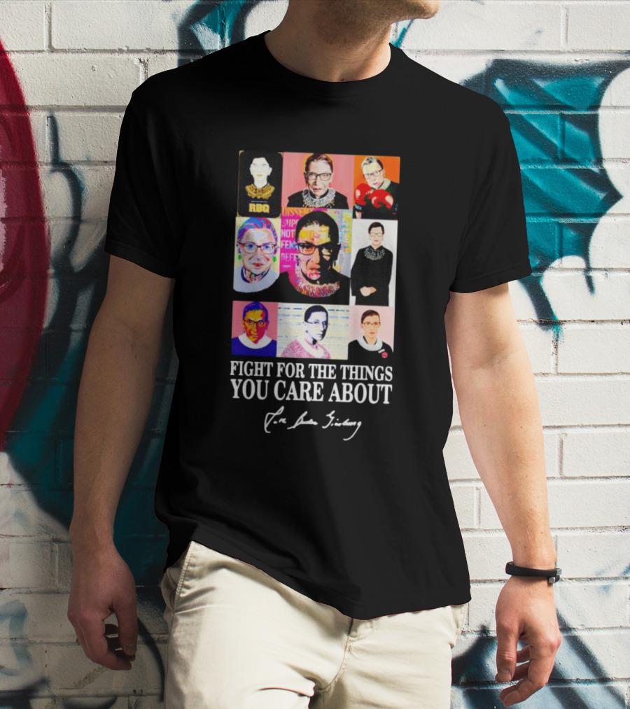 RBG Fight For The Things You Care About Pop Art Justice Collage T-Shirt