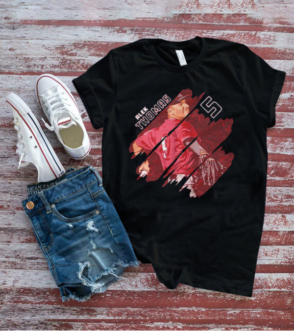 Alek Thomas Arizona WHT Baseball Stripes Number 5 T-Shirt
