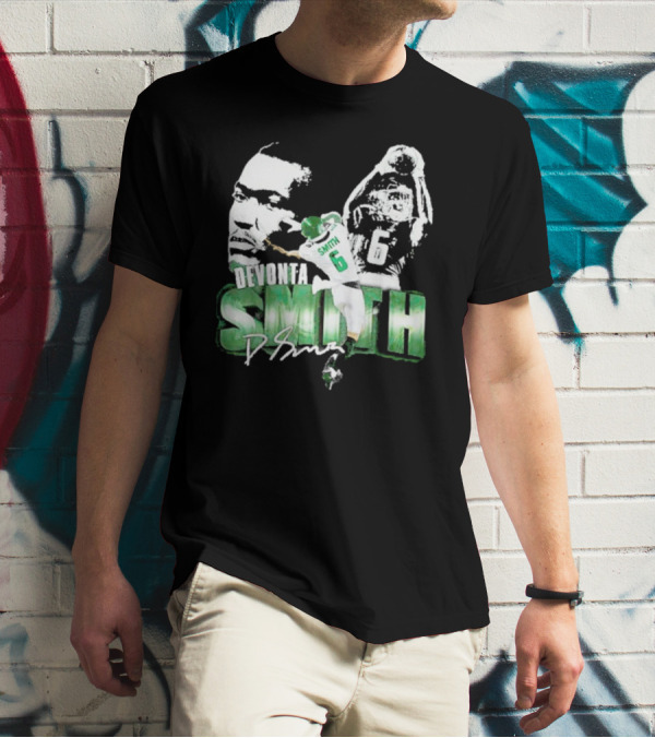 DeVonta Smith Philadelphia Number 6 Football Chrome Look T-Shirt
