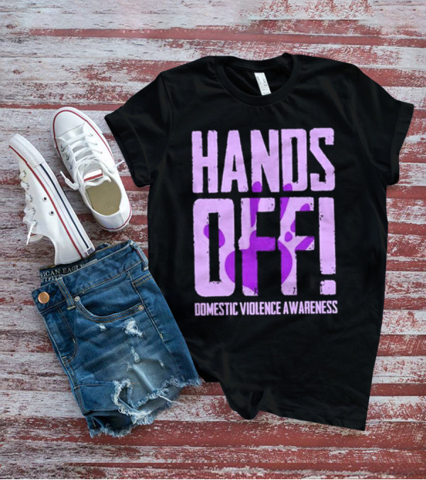 HANDS OFF DOMESTIC VIOLENCE AWARENESS PURPLE HANDPRINT T-Shirt