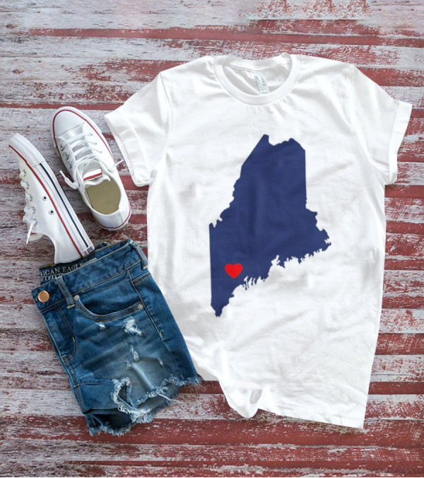 Lewiston Strong Heart Map Maine T-Shirt