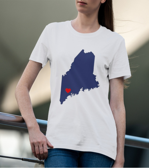 Lewiston Strong Heart Map Maine T-Shirt