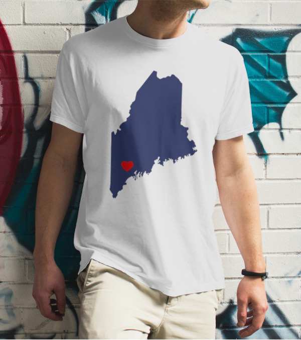 Lewiston Strong Heart Map Maine T-Shirt