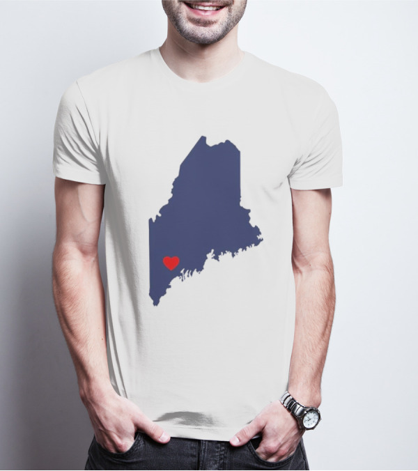 Lewiston Strong Heart Map Maine T-Shirt