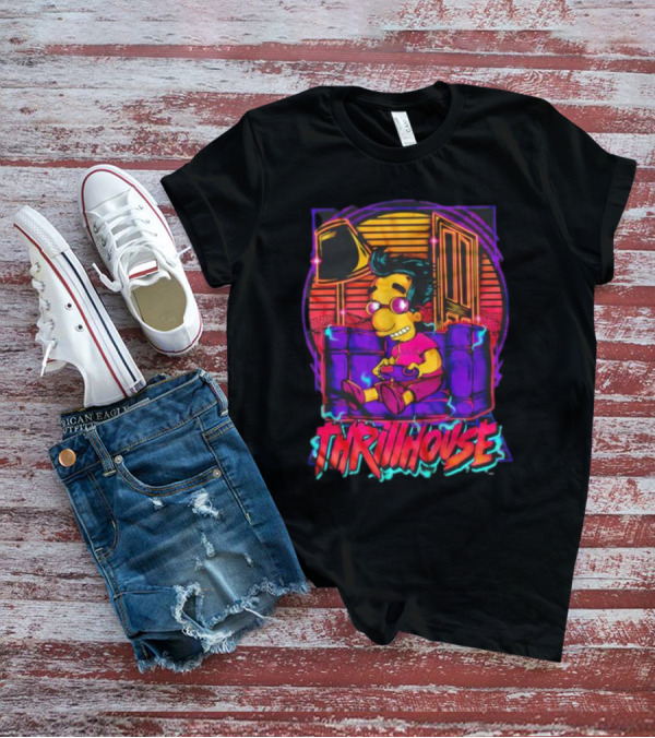 Milhouse Van Houten Thrillhouse Retro Gaming Neon Scene T-Shirt