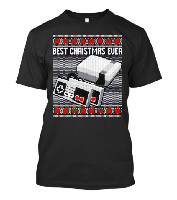 Nintendo NES Console Pixel Art Best Christmas Ever Retro Gaming Holiday T-Shirt