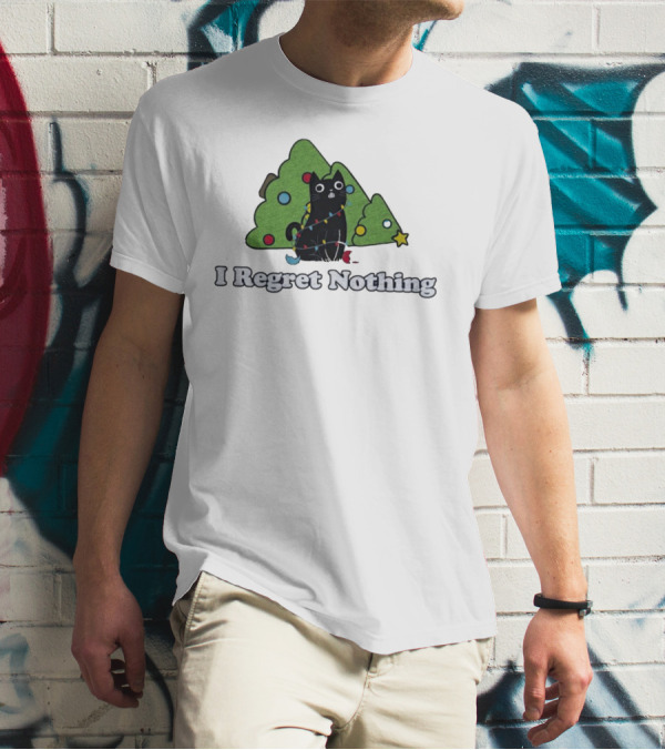 I Regret Nothing Black Cat Christmas Trees T-Shirt