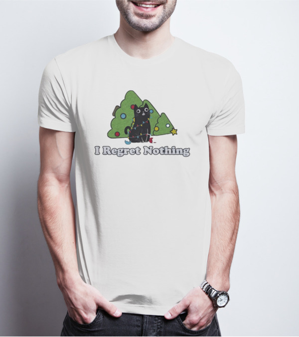 I Regret Nothing Black Cat Christmas Trees T-Shirt