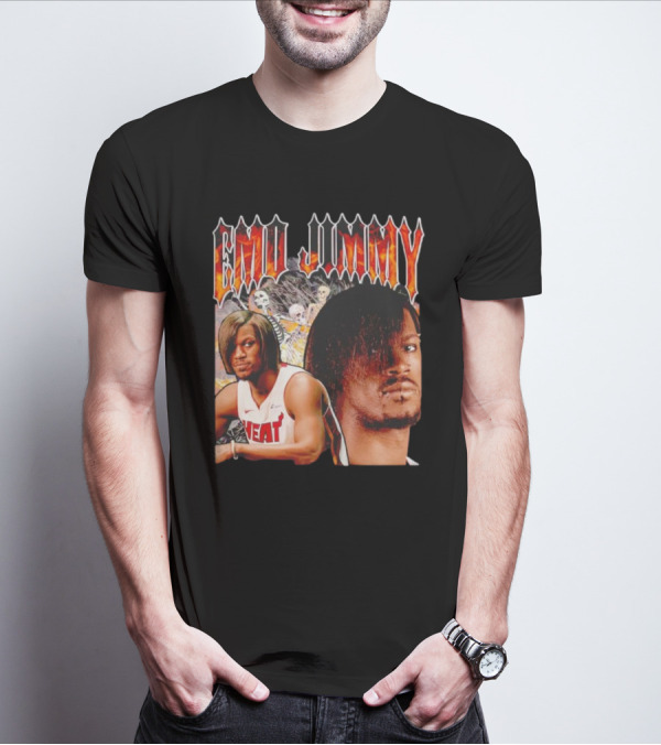 Emo Jimmy Butler Heat Skeleton Background T-Shirt
