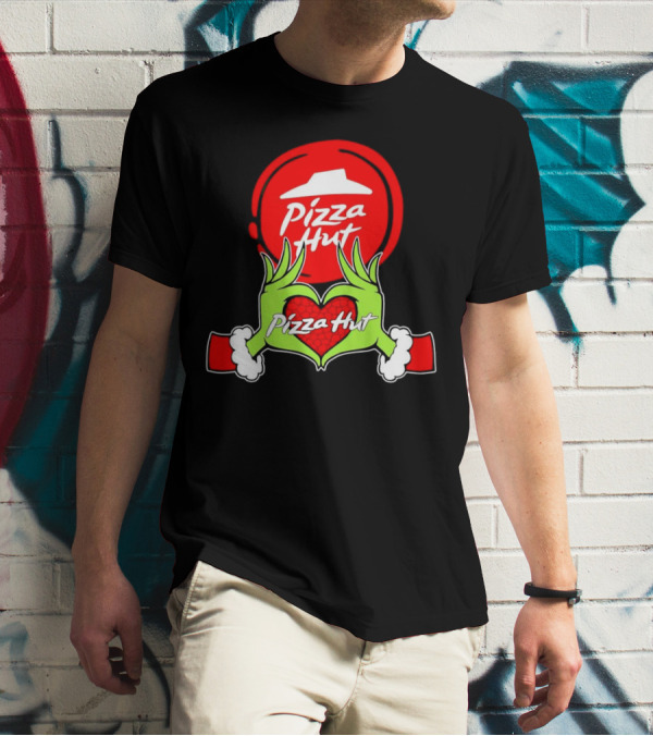 Pizza Hut Christmas Grinch Hands Heart T-Shirt