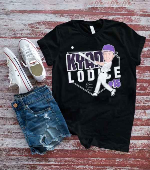 Kyan Lodice Caricature Signature Baseball #15 Purple Cap T-Shirt