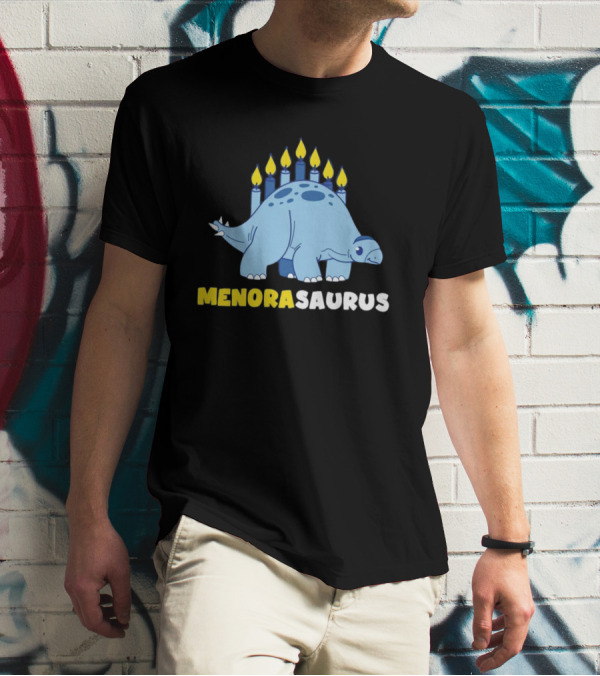 MENORASAURUS Hanukkah Dinosaur Candles T-Shirt