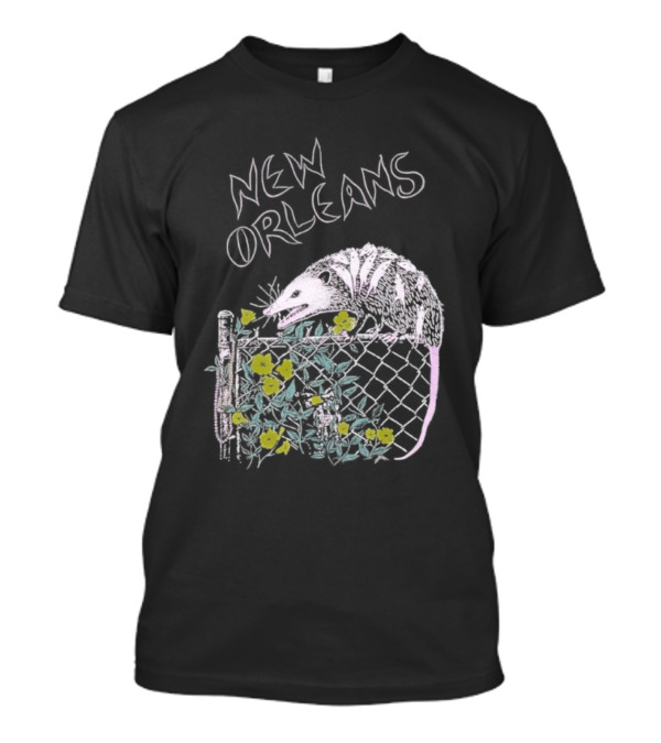 New Orleans Possum On Fence With Flowers T-Shirt