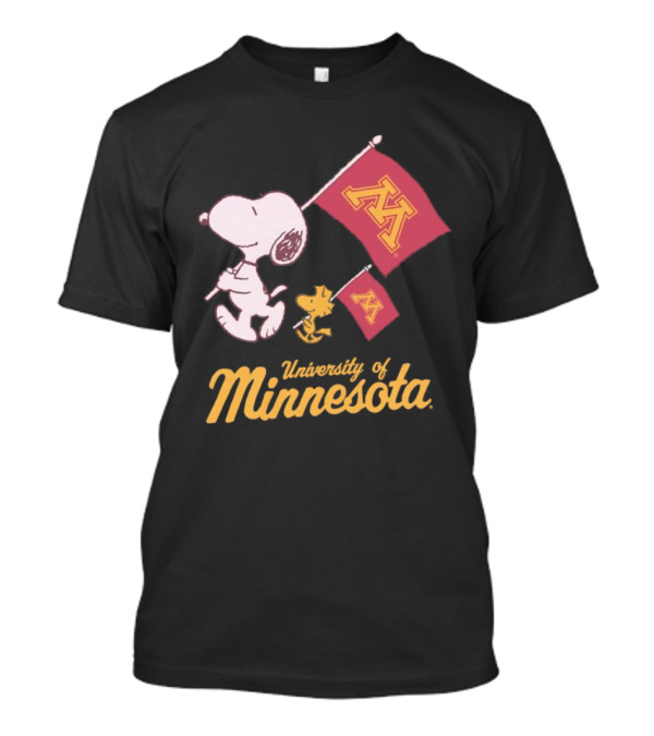 Snoopy And Woodstock University Of Minnesota Flags T-Shirt