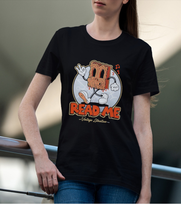 Read Me Vintage Literature Cartoon Music Peace T-Shirt
