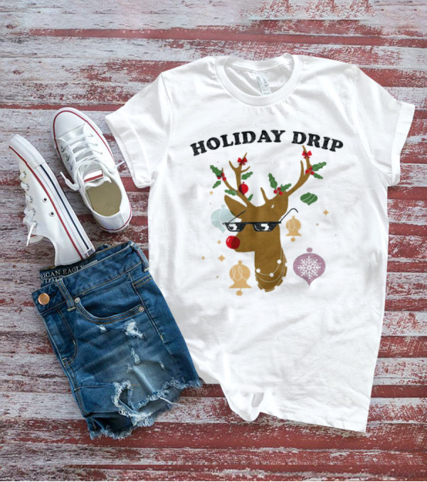 Holiday Drip Reindeer Christmas T-Shirt