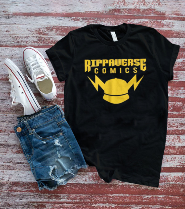 Rippaverse Comics Logo With Yellow Lightning And Cap T-Shirt