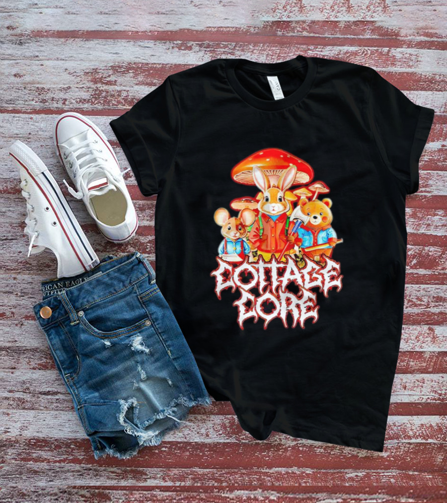 Cottage Core Bunny Mushroom Trio T-Shirt