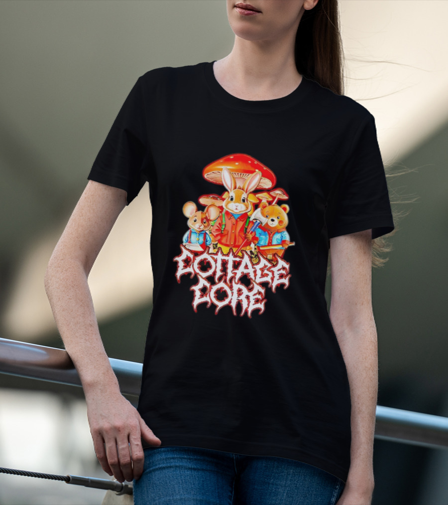 Cottage Core Bunny Mushroom Trio T-Shirt