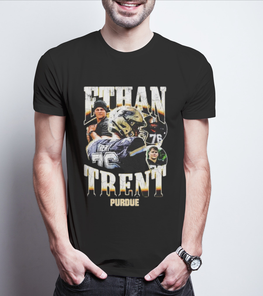 Ethan Trent Purdue Picture Collage 76 Football T-Shirt