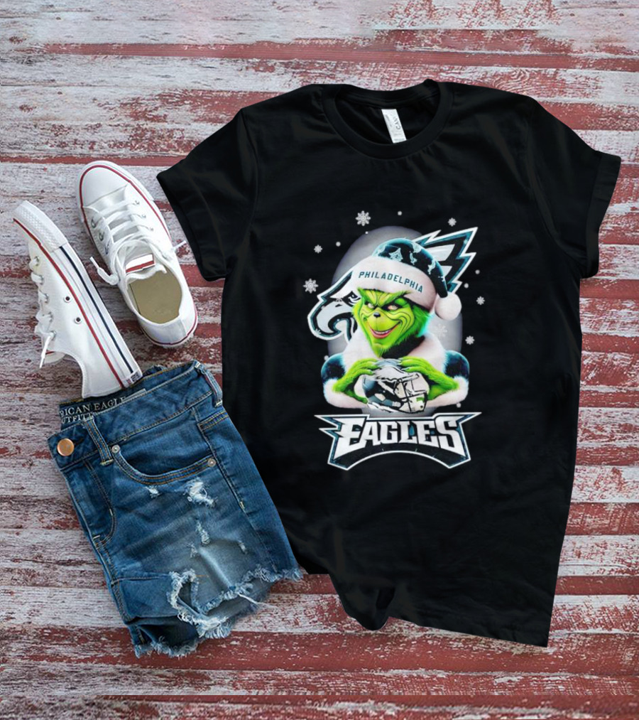 Philadelphia Eagles Grinch Christmas Snowflakes T-Shirt