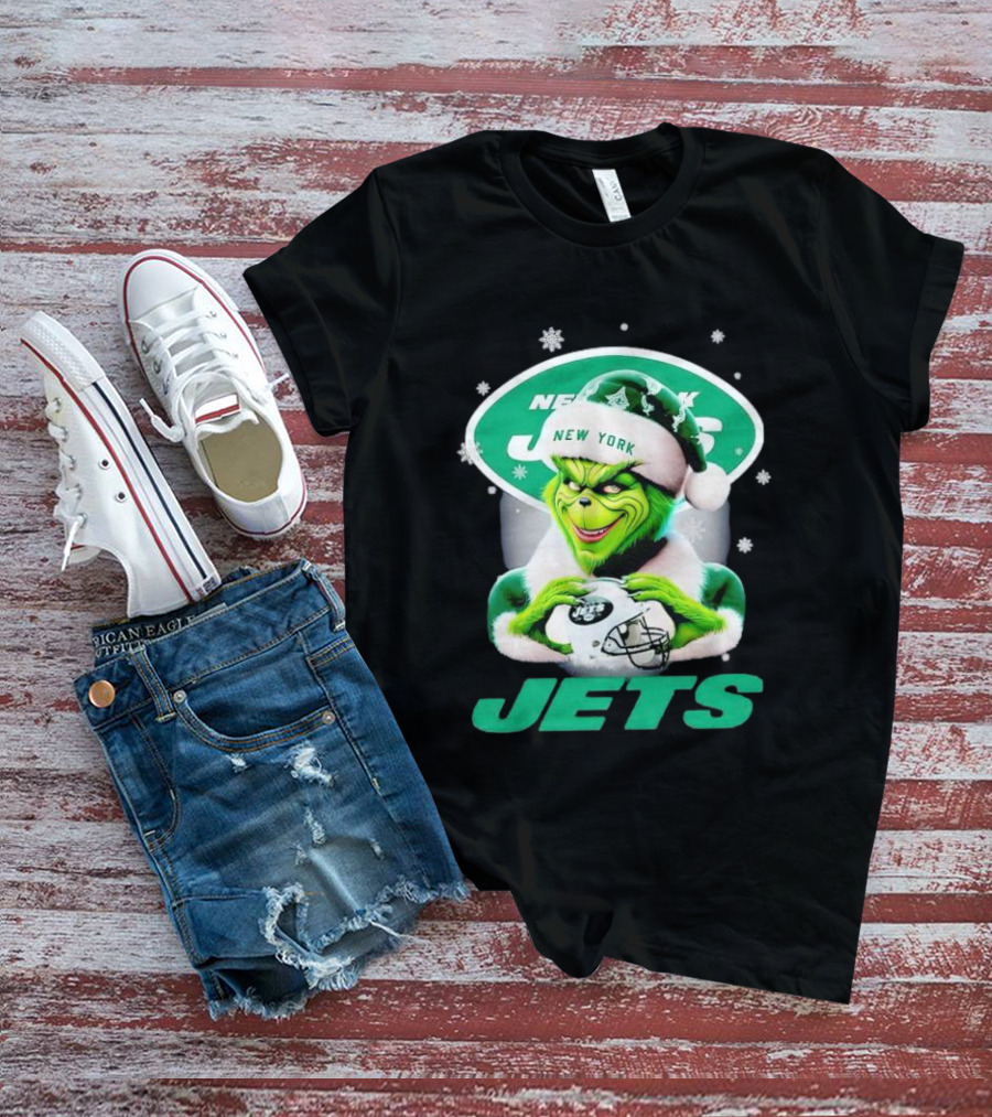 Grinch New York Jets Christmas Football T-Shirt