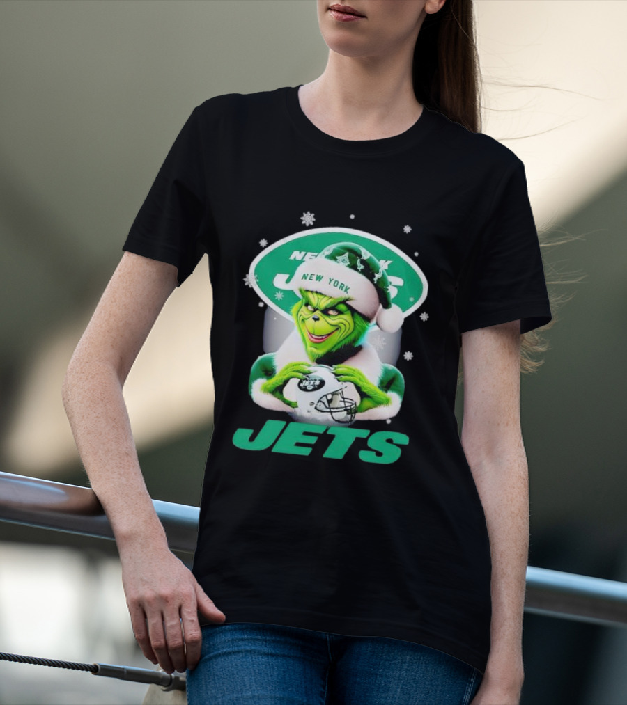 Grinch New York Jets Christmas Football T-Shirt