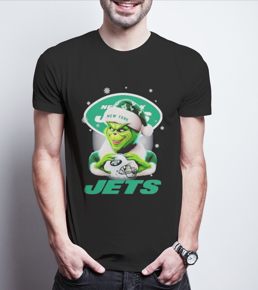 Grinch New York Jets Christmas Football T-Shirt