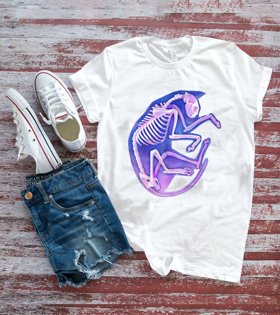 Skeleton Galaxy Cat Cosmic Vibe T-Shirt