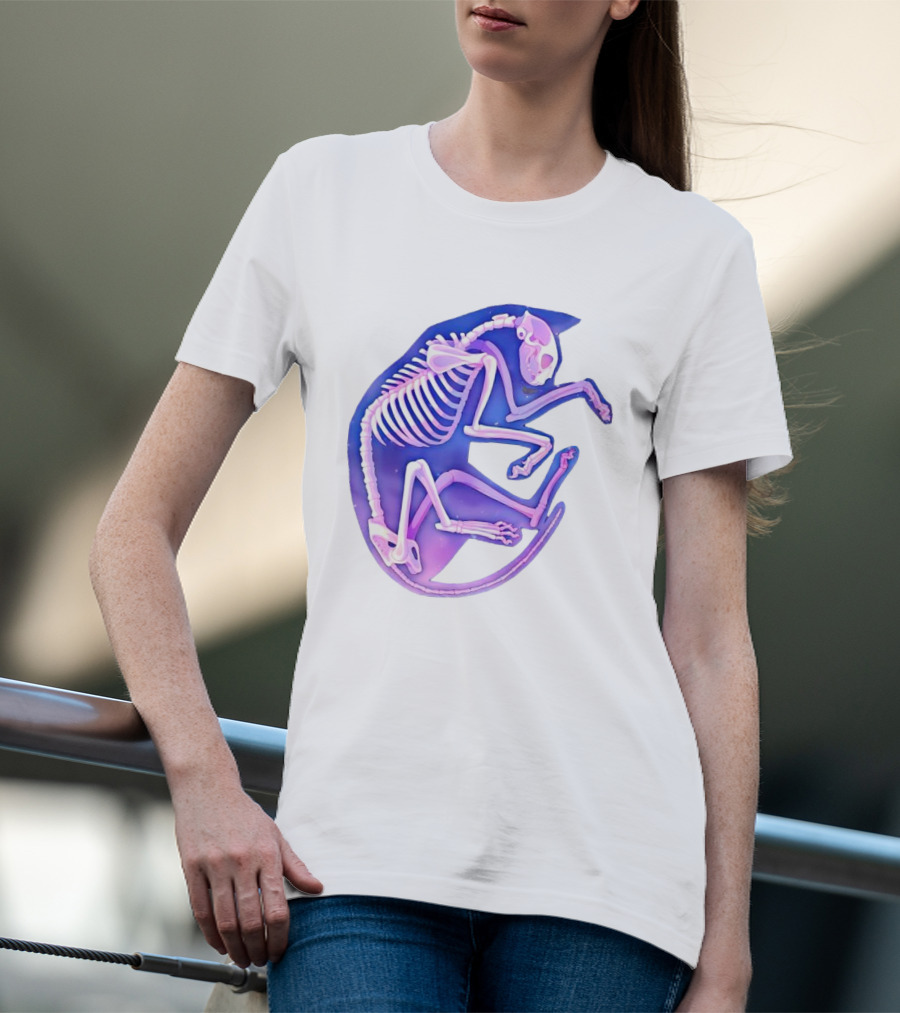 Skeleton Galaxy Cat Cosmic Vibe T-Shirt
