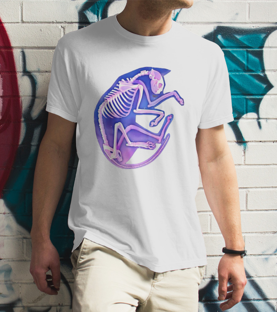 Skeleton Galaxy Cat Cosmic Vibe T-Shirt
