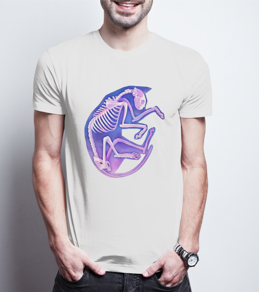 Skeleton Galaxy Cat Cosmic Vibe T-Shirt