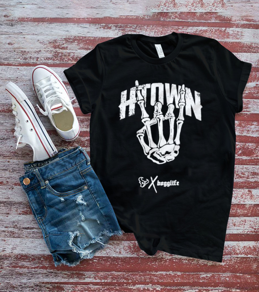 HTOWN Skeleton Hand X HoggLife Texans Collaboration T-Shirt