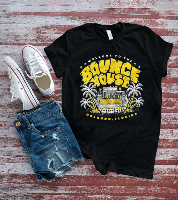 Welcome To The Bounce House Orlando Florida Stadium Scene With Palm Trees T-Shirt