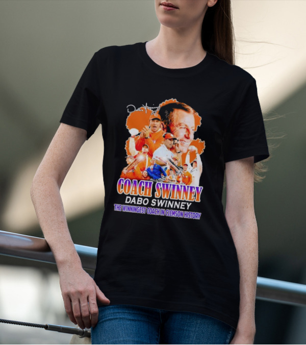 Coach Swinney Dabo Swinney The Winningest Coach In Clemson History Football Celebration Collage T-Shirt