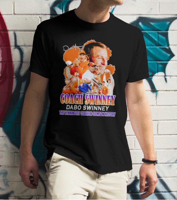 Coach Swinney Dabo Swinney The Winningest Coach In Clemson History Football Celebration Collage T-Shirt