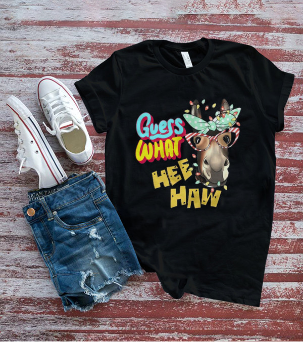 Guess What Hee Haw Christmas Donkey Lights And Glasses T-Shirt