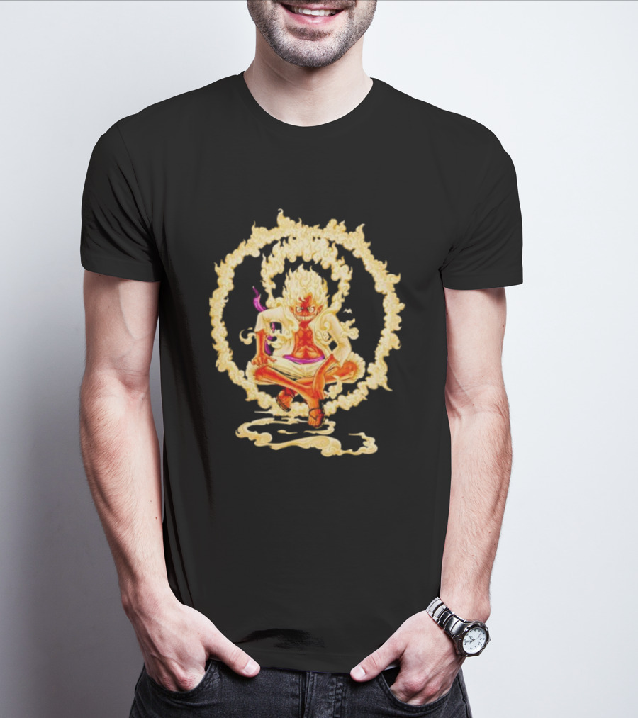 Gear 5 Luffy Surrounded By Fiery Ring Of Flames T-Shirt