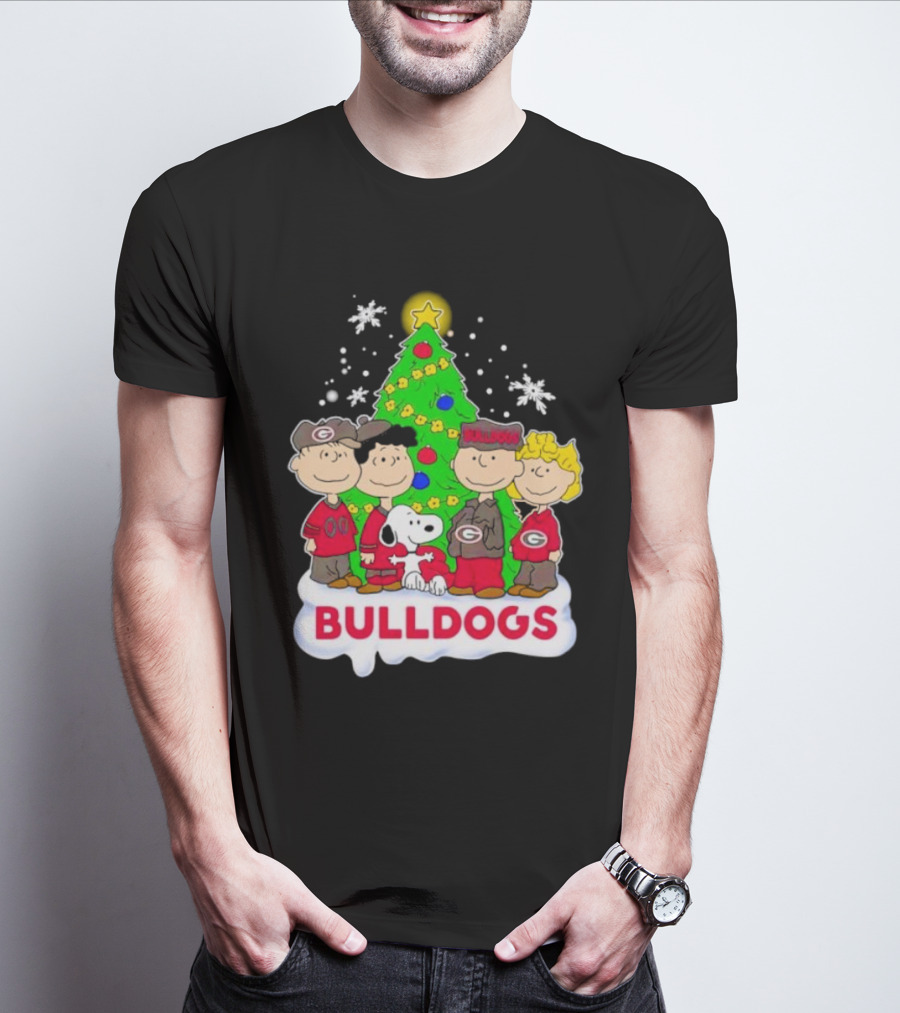 Peanuts Characters Georgia Bulldogs Christmas Tree Bulldogs T-Shirt