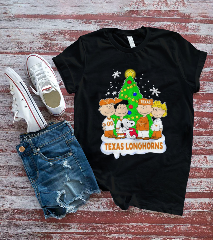 Peanuts Characters Texas Longhorns Christmas Tree T-Shirt